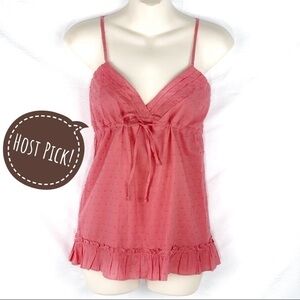 New-pathway LA Boutique Brand, Swiss Dot Cotton, Strappy  Front Tie Camisole Top